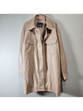 Levi's faux oversized button down leather shirt jacket color taupe size 3X